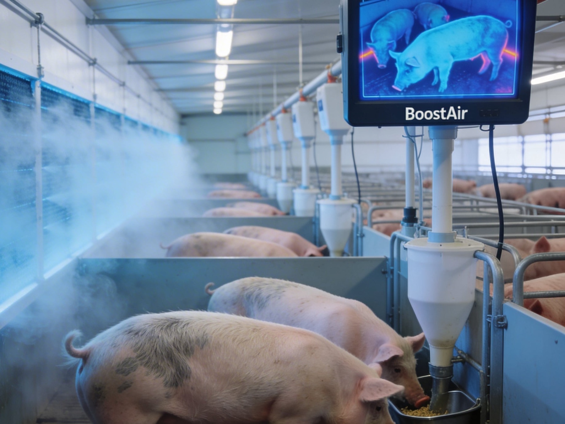 Moduláris adiabatikus hűtőfal sertés- és baromfitelepek hőstressz védelmére